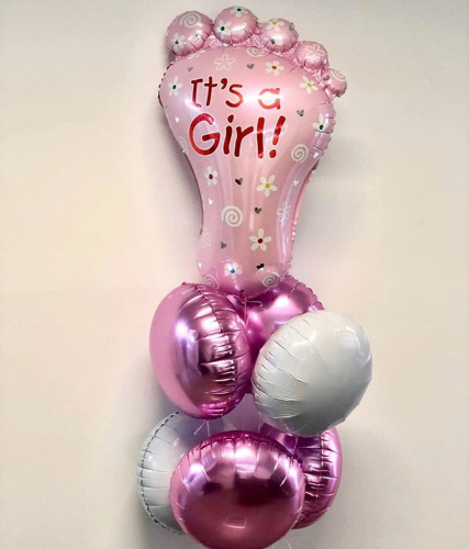 Воздушный шар фольгированный Фигура, Ножка малышки, Розовый фото 2