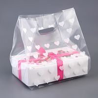 Пакет прозрачный с вырубной ручкой Сердечки, 25*35+16см