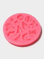 Молд Новый год, 9.5×9.5×1 см, силикон, розовый