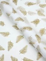 Бумага упаковочная тишью Листья, золото, 50 х 70 см, 1 лист