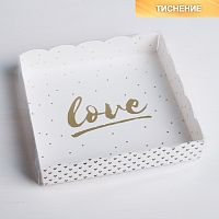 Коробка для печенья,  с PVC крышкой, Love, 15 х 15 х 3 см