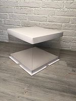 Коробка Тубус квадрат 31*31*25см, белая/прозрачная