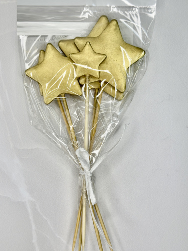 Набор на шпажке из глазури Звезды Золотые/Серебряные, 5 шт фото 2