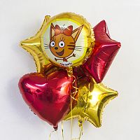 Воздушный шар фольгированный Круг Три кота, Карамелька, желтый, 1шт