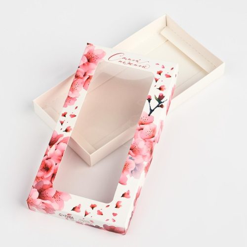 Коробка для шоколада «Сакура», с окном, 16.4 х 8.4 х 1.7 см — купить в нашем магазине для кондитеров в Москве фото 2