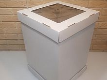 Коробка для торта 34,5х34,5х45, с окном, белая (3 части)