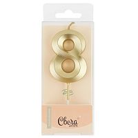 Свеча для торта Грани, цифра 8, золото, 6,5см