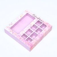 Коробка для 8 конфет шоколад, с окном, Самой прекрасной, 17.7×17.8×3.8 см