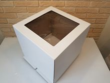 Коробка для торта 35х35х32,5см, с окном, белая