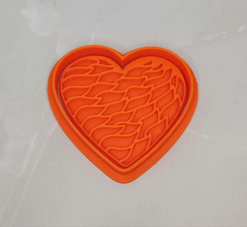 Вырубка с оттиском Сердце с фактурой, 8см