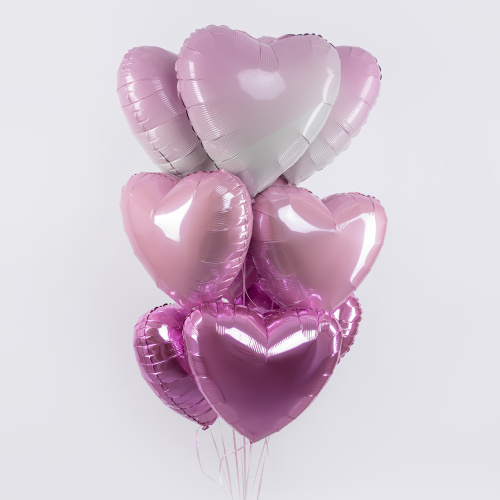 Воздушный шар фольгированный Сердце, Розовый, Макарунс фото 2