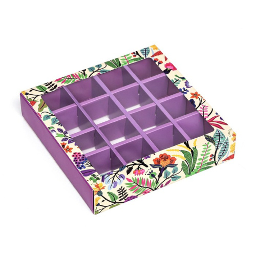 Коробка для 16 конфет, «Цветы» 17.7×17.7×3.8 см фото 3