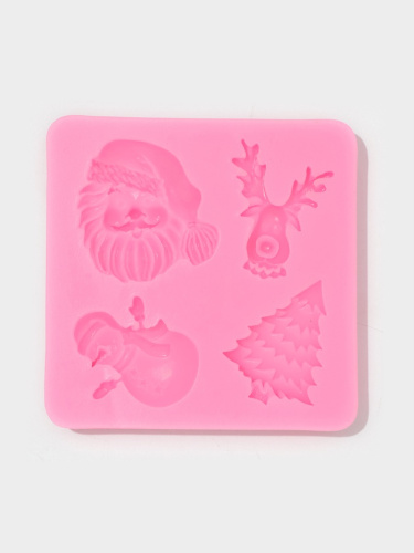 Молд Новогодний антураж, силикон, 7.5×7.2 см, розовый