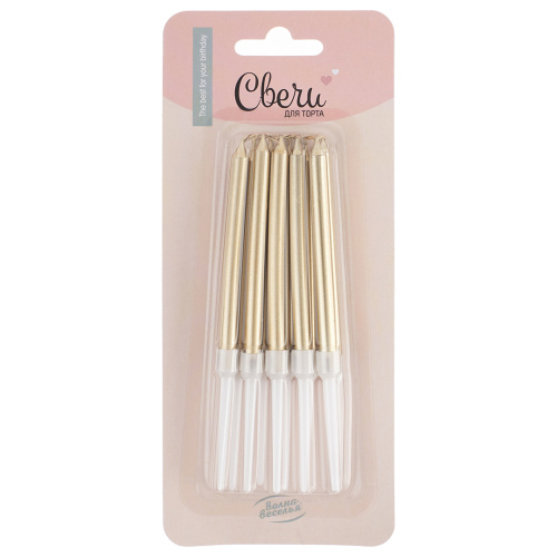 Свечи для торта Золото, Металлик, 0,6*8см, 10 шт Свечи для торта Золото, Металлик, 0,6*8см, 10 шт