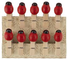 Декоративные мини прищепки Божьи коровки, 3,5 см, красный, 10 шт
