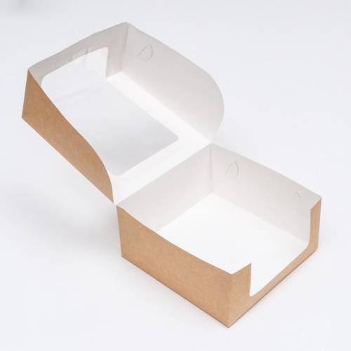 Коробка с окном, крафт, 21 х 21 х 10 см фото 2 Коробка с окном, крафт, 21 х 21 х 10 см фото 2