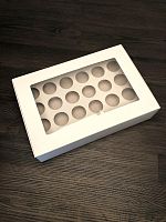 Коробка для 24 капкейков с окном, 30,5x20,5х7см, белая
