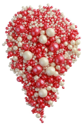 Посыпка воздушный рис в глазури Жемчуг Красный, Серебро, 50гр Посыпка воздушный рис в глазури Жемчуг Красный, Серебро, 50гр