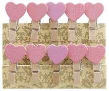 Декоративные мини прищепки Сердечки, 3,5 см, розовый, 10 шт