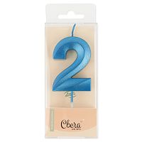 Свеча Цифра, 2 Грани, Синий, Металлик, 6см + 4,5 см